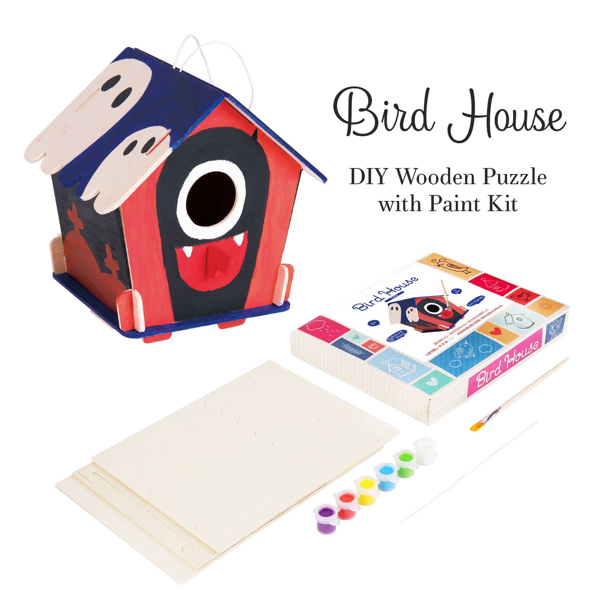 Hands Craft FY199, DIY 3D Wooden Birdhouse with Paint Kit Kawaii Gifts 819887027402
