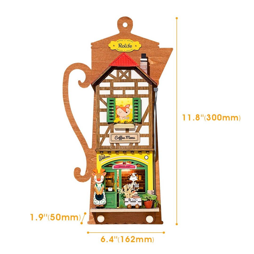 Hands Craft Lazy Coffee House DIY Miniature Wall Hanging Kit With Key Hangers Kawaii Gifts
