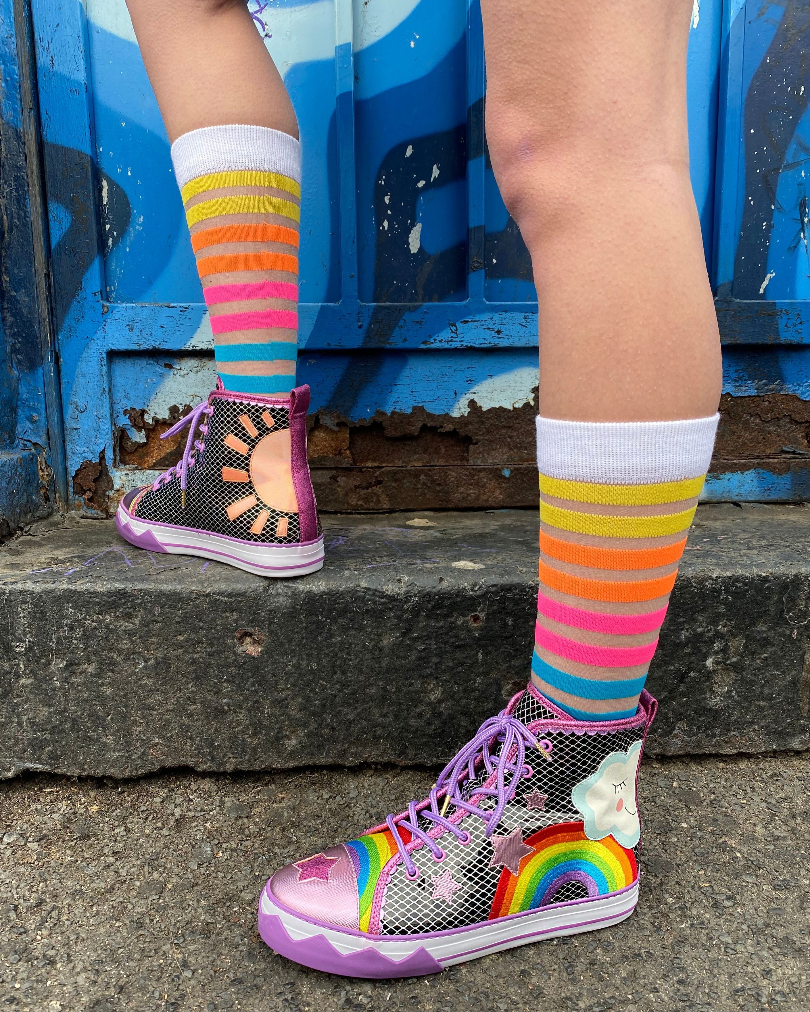 Irregular Choice It's Always Sunny Sneakers: Lilac & Black Kawaii Gifts