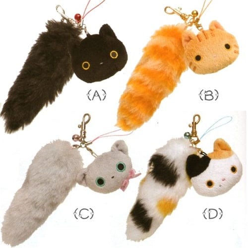 San-X Kutusita Nyanko 4.7" Tail & 2.3" Face Plushy Mascot: Black Kitty