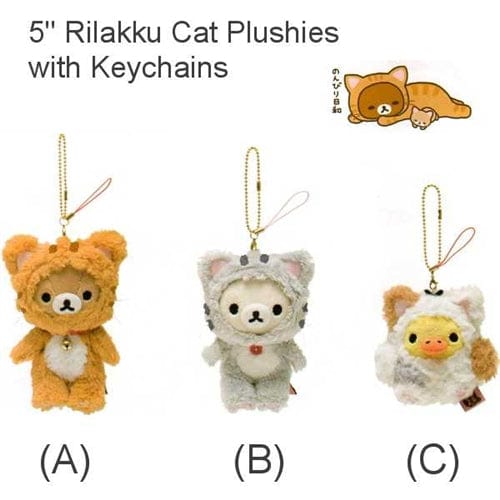 San-X Rilakku Cat 5" Plushy Keychains: (A) Relax Bear as Red Tabby Cat