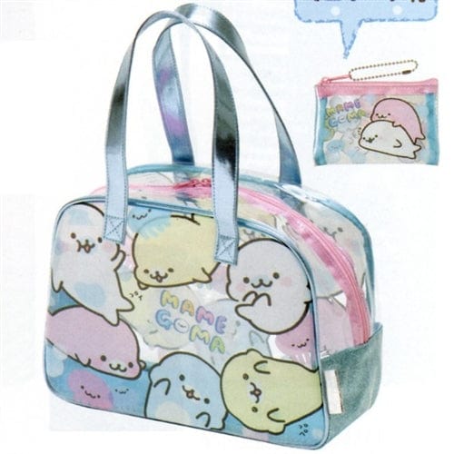 San-X Mamegoma CUTE Snapshot 12.6" Thick PVC Hand Bag with Coin Purse