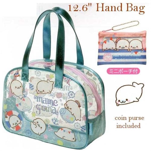 San-X Mamegoma Little Seals Sailor 12.6" Thick PVC Hand Bag with Coin Purse