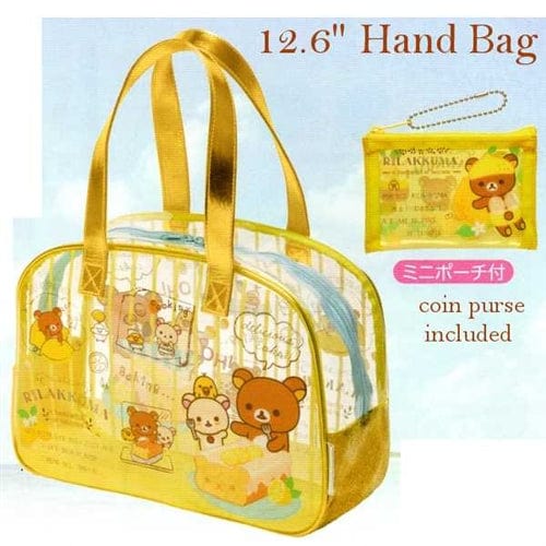 San-X Rilakkuma Lemon 12.6" Thick PVC Hand Bag with Coin Purse