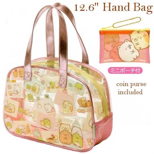 San-X Sumikko Gurashi "Things in the Corner" 12.6" Thick PVC Hand Bag with Coin Purse: Pink