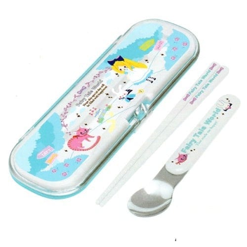 Kamio *Alice in Wonderland* Fairy Tale World Spoon & Chopsticks Set with Carrying Case: Blue