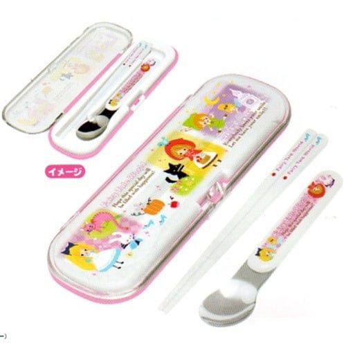 Kamio *Story Books* Fairy Tale World Spoon & Chopsticks Set with Carrying Case: Pink