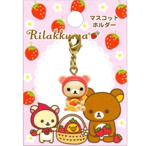 San-X Rilakkuma Strawberry Mascot Zipper Pull: Little Bear