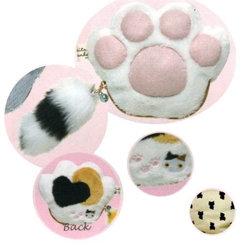 San-X 4.7" Plushy Case with Tail Zipper Pull: Calico Paw