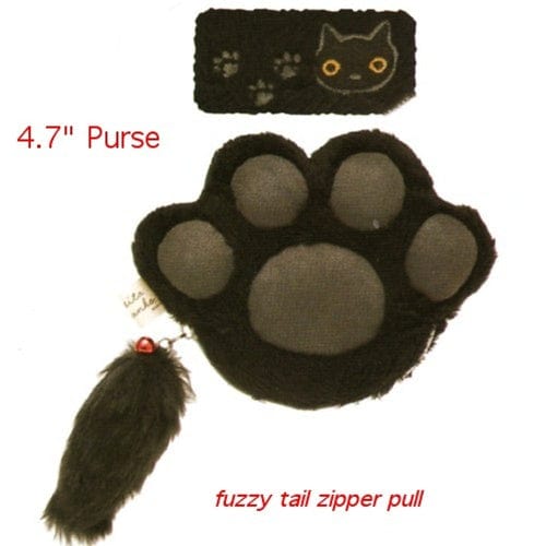 San-X Kutusita Nyanko 4.7" Paw Coin Purse: Black Kitty