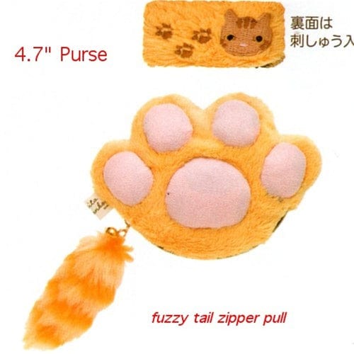 San-X Kutusita Nyanko 4.7" Paw Coin Purse: Orange Tabby Kitty