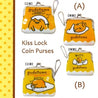 Sanrio Japan Gudetama Lazy Egg 3.3" Kiss Lock Coin Purse with Keychain: (A) Orange
