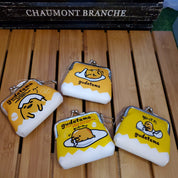 Kawaii Import Sanrio Japan Gudetama Lazy Egg 3.3" Kiss Lock Coin Purse with Keychain: (A) Orange Kawaii Gifts
