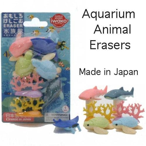 Iwako Aquarium Animals with Coral Reef 7-Piece Eraser Set