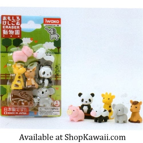 Iwako Zoo Animal 7-Piece Eraser Set