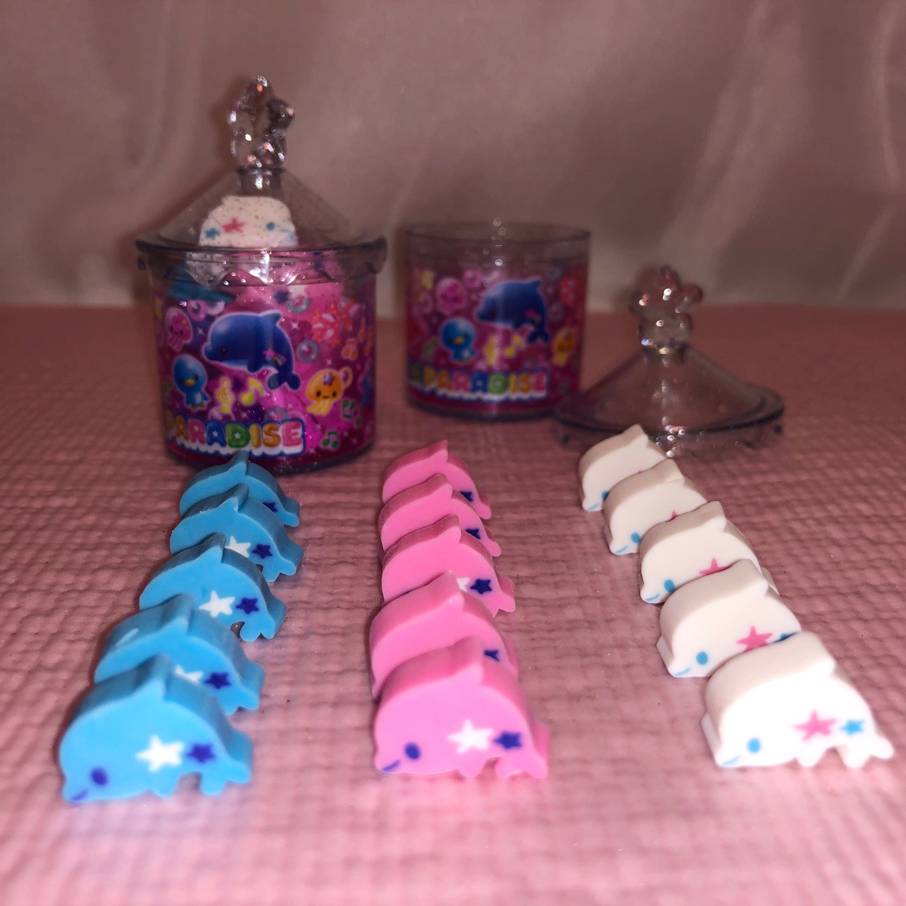 Kawaii Import San-X Sea Paradise Mini Die-Cut Erasers & Container (2007) Kawaii Gifts 4974413458115