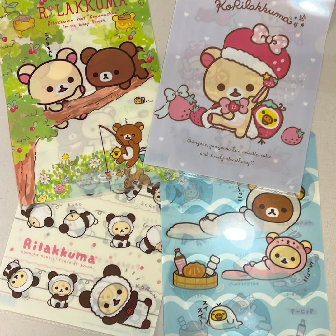 Kawaii Import Rilakkuma Vinyl A4 File Folders 4-Packs A (4 Folders) Kawaii Gifts 78302678
