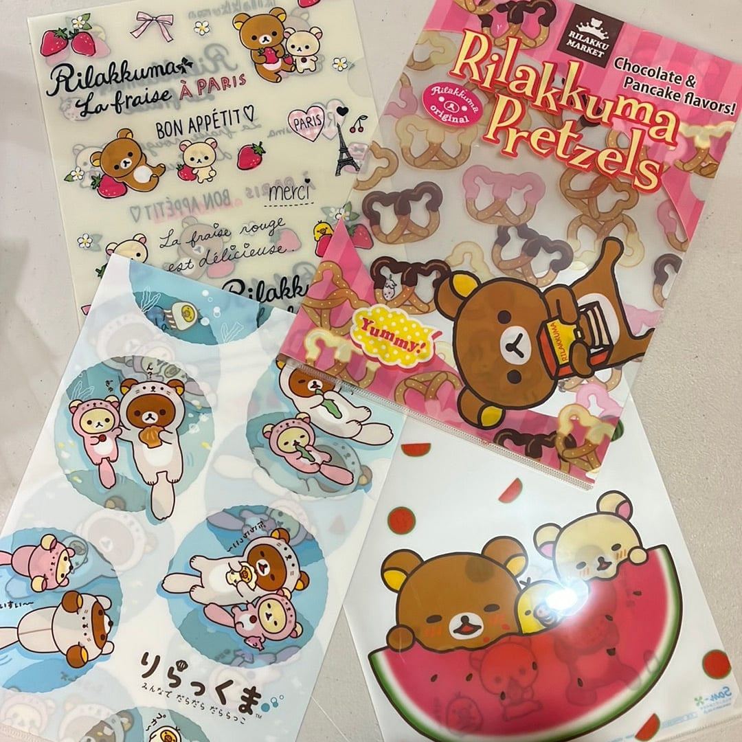 Kawaii Import Rilakkuma Vinyl A4 File Folders 4-Packs B (4 Folders) Kawaii Gifts 78335446