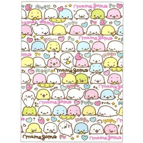 San-X Mamegoma CUTE A4 2-Pocket Plastic File Folder: White