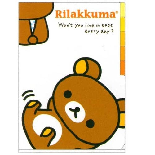 San-X Rilakkuma Everyday A4 5-Index Plastic File Folder: Relax Bear