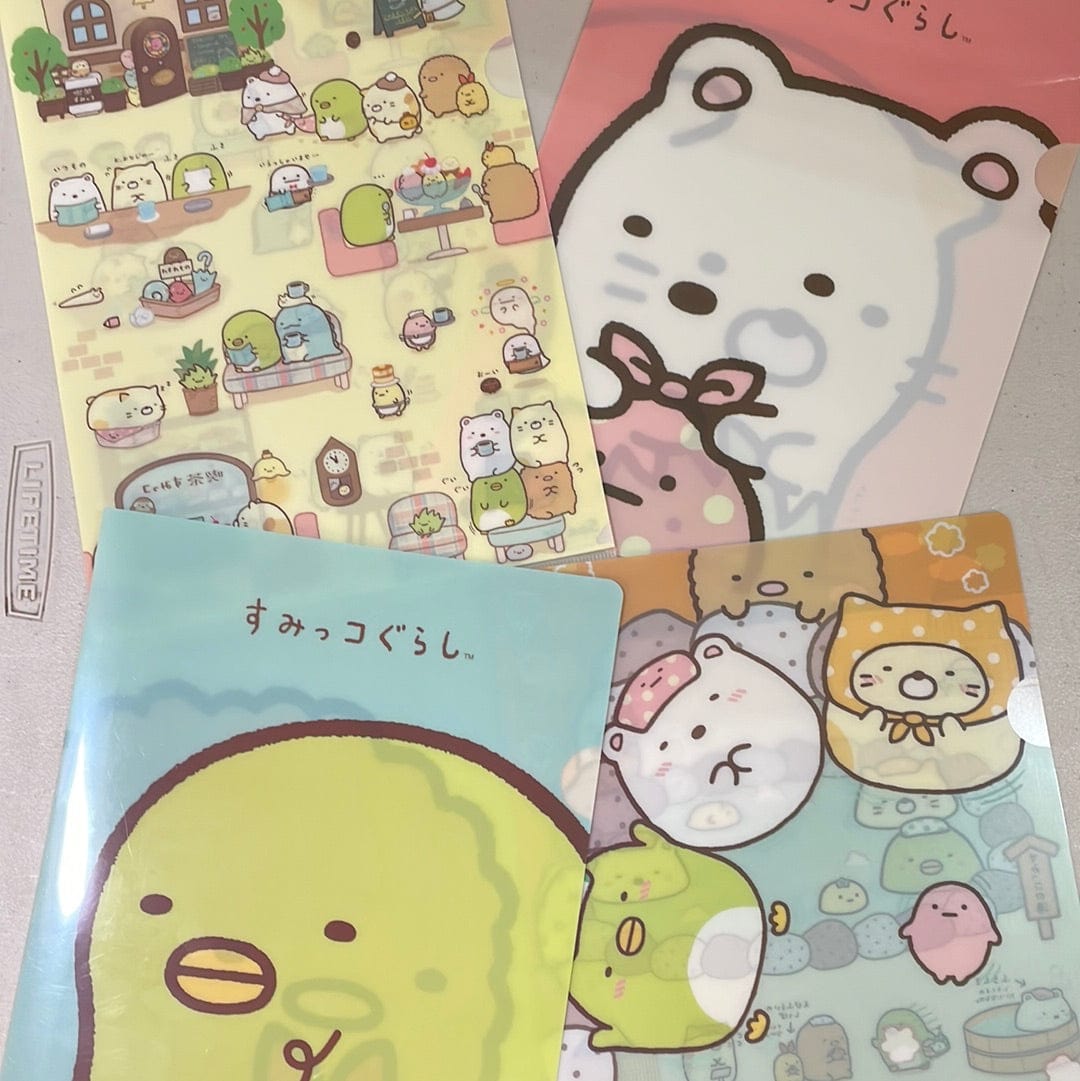 Kawaii Import Sumikko Gurashi Vinyl A4 File Folders 4-Packs Kawaii Gifts 02373590
