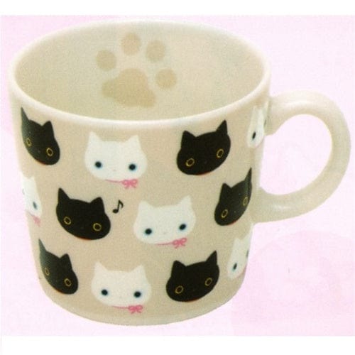San-X Kutusita Nyanko Mug: White Kitty Friend Beige