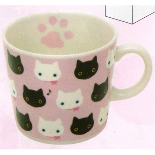 San-X Kutusita Nyanko Mug: White Kitty Friend Pink