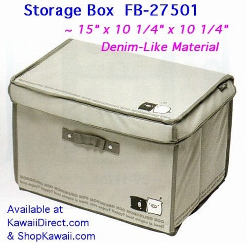 San-X Monokuro Boo Large Collapsible Denim Storage Box: Grey