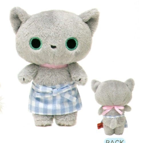 San-X Kutusita Nyanko 7" Plush: Grey Kitten With Apron
