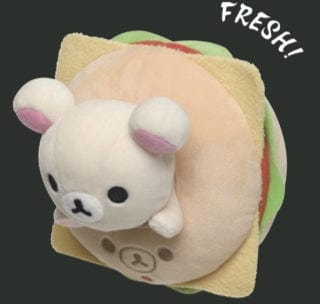 San-X Rilakkuma Deli 6Ó Removable Little Bear Bagel Sandwich Plush Set