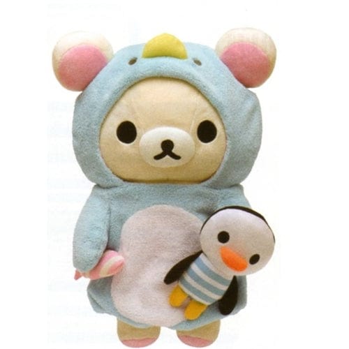 San-X Rilakkuma Shima Shima Everyday 13.5" Plush: Little Bear in a Penguin Suit