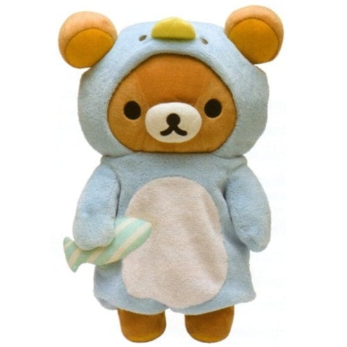San-X Rilakkuma Shima Shima Everyday 15.5" Plush: Relax Bear in a Penguin Suit