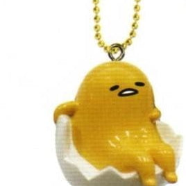 Sanrio Japan Gudetama Lazy Egg 2" Mascot Keychain: (B) Sitting in an Eggshell
