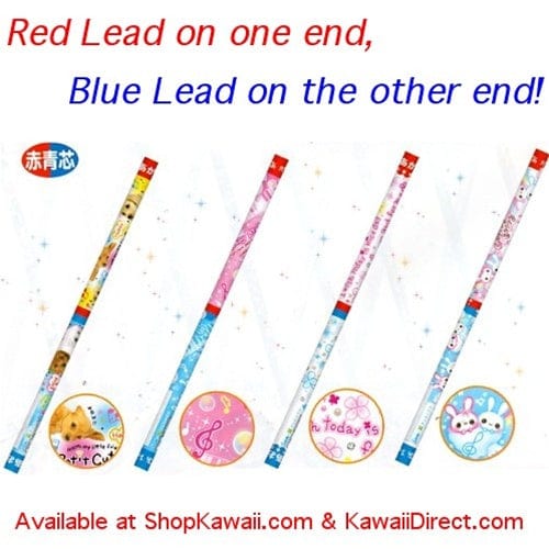 San-X Friendly Mix Red & Blue Lead Pencils: 4-Piece Set