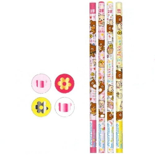 San-X Rilakkuma Happy Holiday Picnic 2B Lead Pencils: 4-Piece Set