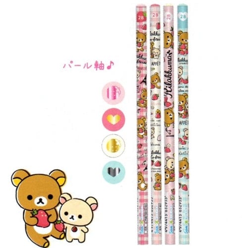 San-X Rilakkuma La Fraise a Paris 2B Lead Pencils: 4-Piece Set