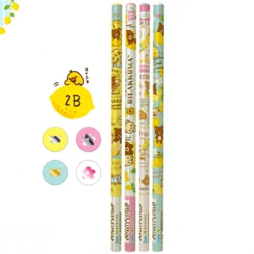 San-X Rilakkuma Lemon 2B Lead Pencils: 4-Piece Set