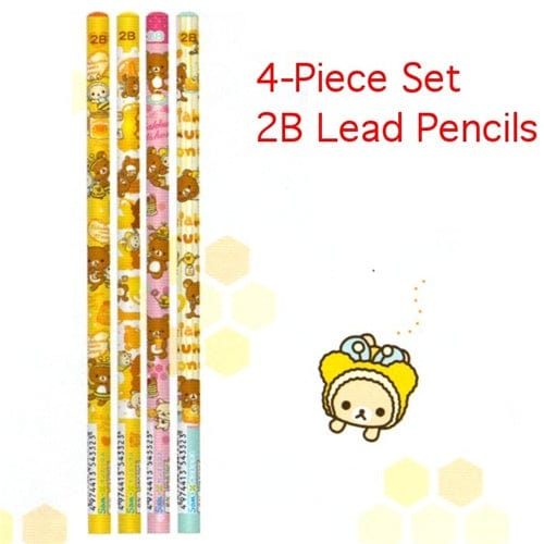 San-X Rilakkuma Meets Honey 2B Lead Pencils: 4-Piece Set