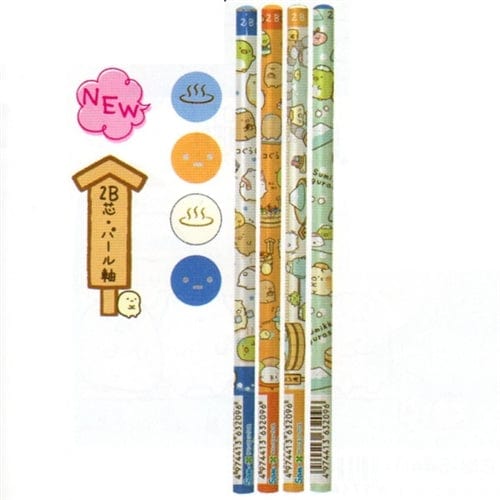 San-X Sumikko Gurashi "Things in the Corner" 2B Lead Pencils 4-Piece Set: Hot Spring Spa