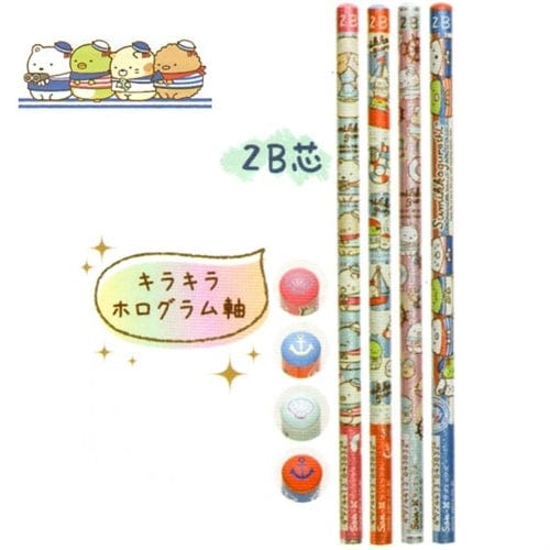 San-X Sumikko Gurashi "Things in the Corner" Marine Style 2B Lead Pencils: 4-Piece Set