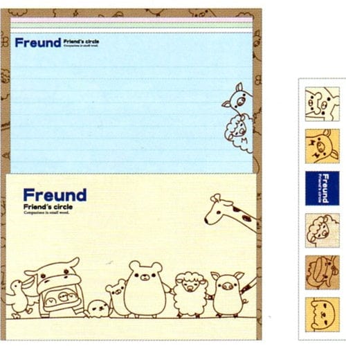 Kamio Freund's Circle Quad Letter Set with Stickers