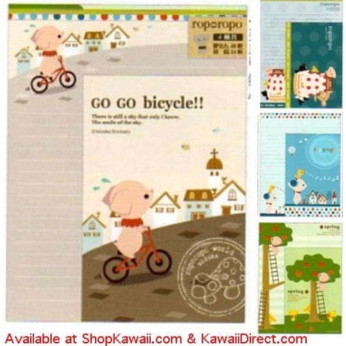 Kamio Go Go Bicyle! Quad Letter Set with Seal Stickers by Mizuka
