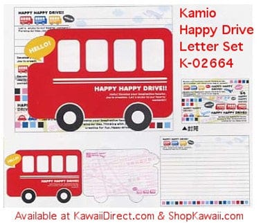 Kawaii Import Kamio Happy Happy Drive Bus Letter Set Kawaii Gifts 4991277026649