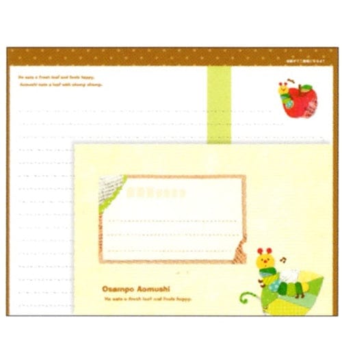 Mind Wave Osampo Aomushi Catepillar Letter Set with Seal Stickers