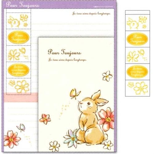 Mind Wave Pour Toujours Bunny Letter Set with Seal Stickers