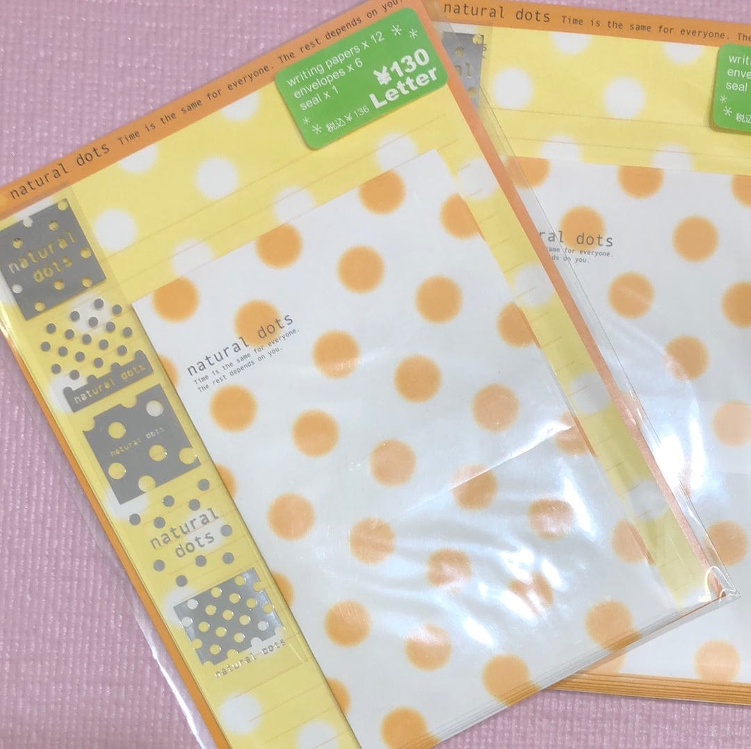 Kawaii Import Natural Dots Letter Set with Seal Stickers Kawaii Gifts 4530344104165