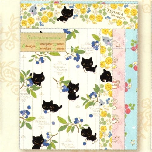 San-X Kutusita Nyanko Blueberry Quad Letter Set: 1