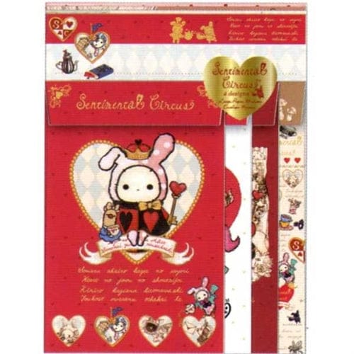 San-X Sentimental Circus Queen of Hearts Quad Letter Set: Red