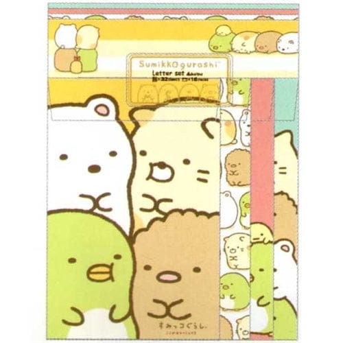 San-X Sumikko Gurashi "Things in the Corner" Quad Letter Set with Seal Stickers: Faces