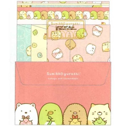 San-X Sumikko Gurashi "Things in the Corner" Quad Letter Set with Seal Stickers: Line Up